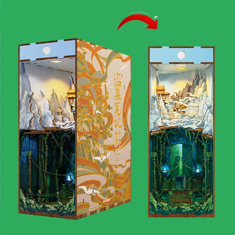 Book Nook Japon Kit Bois Miniature Lumineux